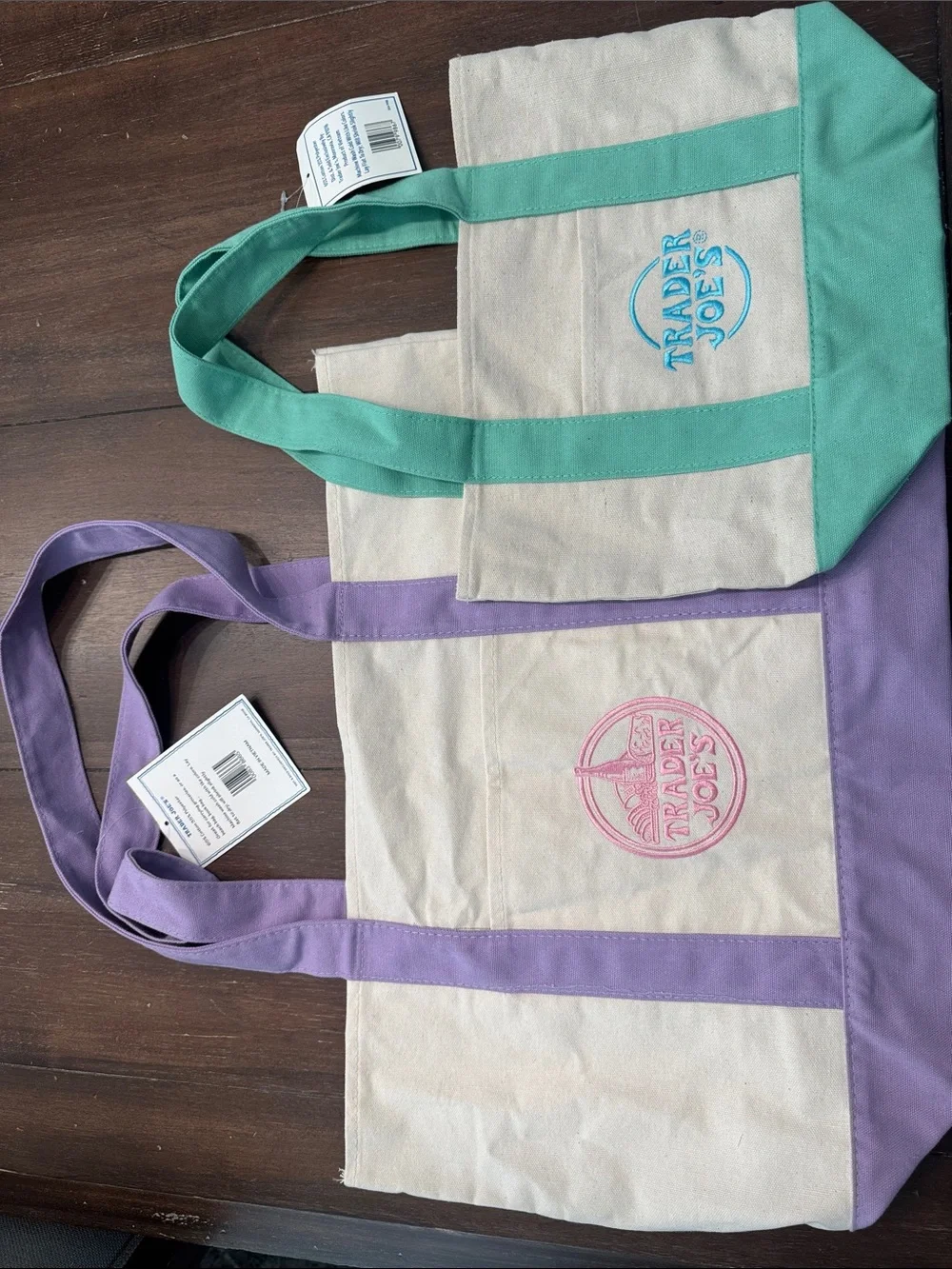 Canvas Tote Bag - Purple & Mint Accent